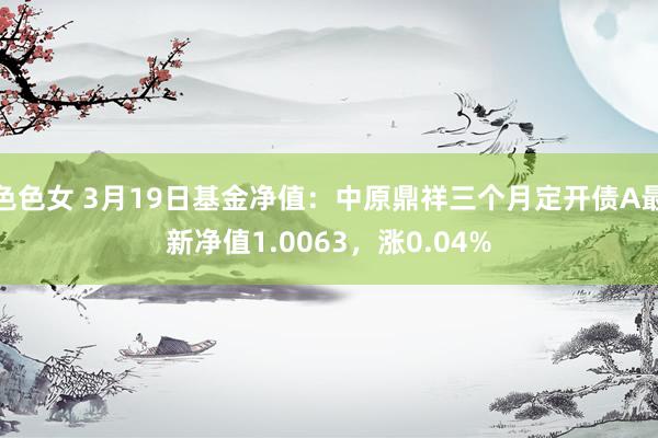 色色女 3月19日基金净值：中原鼎祥三个月定开债A最新净值1.0063，涨0.04%